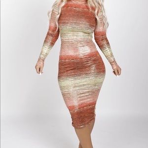 Striped Sunrise Gold Accent Dress